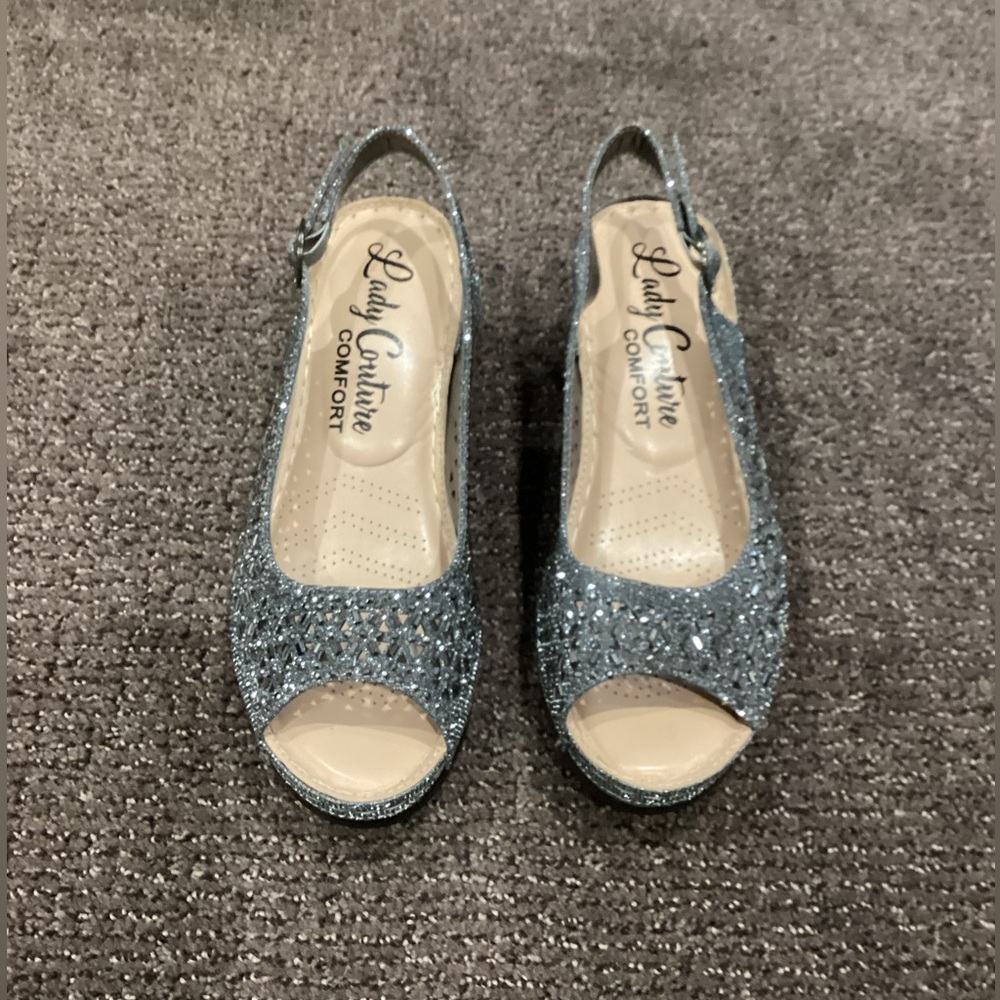 Pewter Wedge Peep Toe Women's Sandals